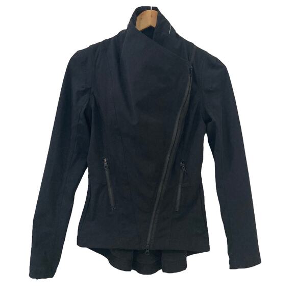 RARE Lululemon Black Urbanite Moto Asymmetrical Blazer Jacket Size 4 - Picture 4 of 15
